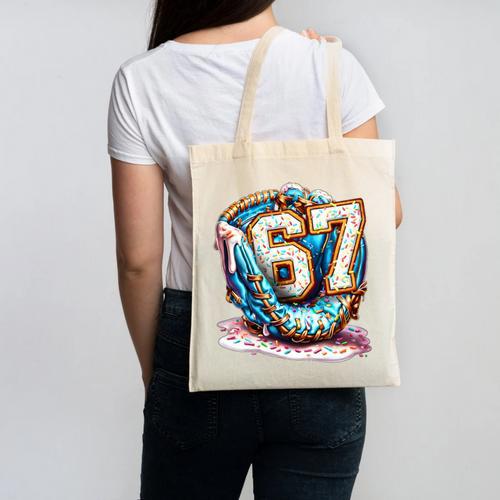 Six Seven Baseball Lifestyle 67 Meme Gen Alpha Slang Premium Tri-Blend Canvas Tote Bag - Sportilla