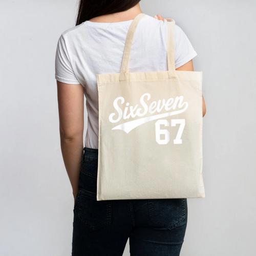 Six Seven Baseball Style Number 67 Sports Slang Meme Kids Canvas Tote Bag - Sportilla