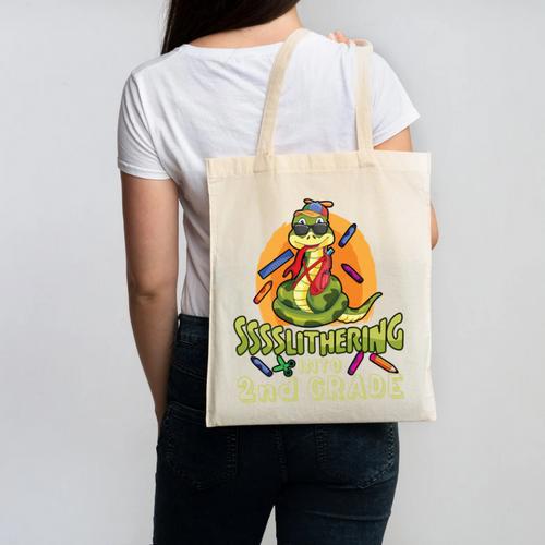 Slithering Into 2nd Grade First Day Back To School Snake Performance Canvas Tote Bag - Savourry