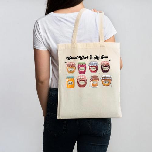 Social Work Is My Jam Back To School School Social Worker Canvas Tote Bag - Savourry