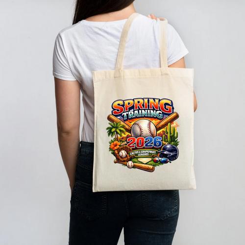 Spring Training 2026 Baseball Fan Retro Palm Cactus Premium Tri-Blend Canvas Tote Bag - Sportilla