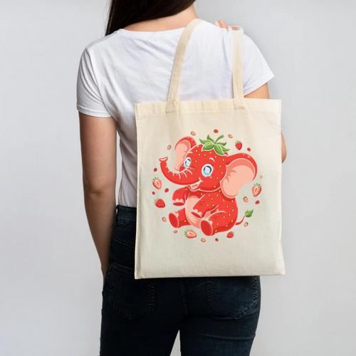 Strawberry Elephant Italian Brainrot Meme Back To School Premium Tri-Blend Canvas Tote Bag - Savourry