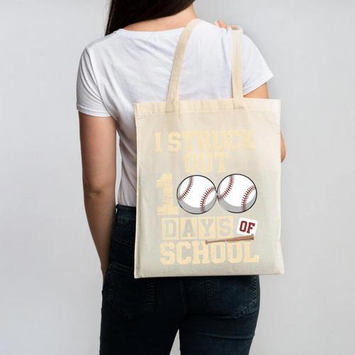 I Struck Out 100 Days Of School Baseball Fan Students Batter Premium Tri-Blend Canvas Tote Bag - Sportilla
