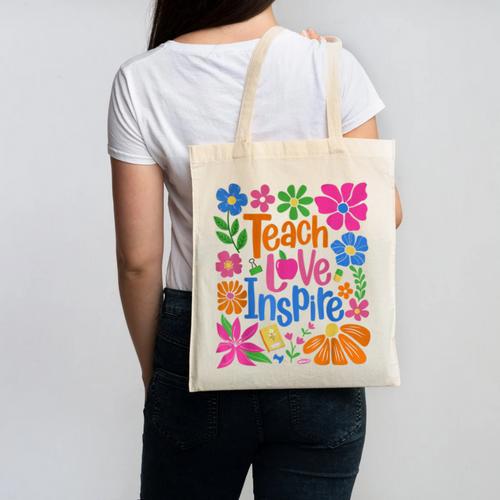 Teach Love Inspire Back To School Canvas Tote Bag - Savourry