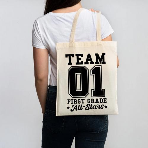 Team 1st Grade All-Stars Back To School Sports Jersey Canvas Tote Bag - Savourry