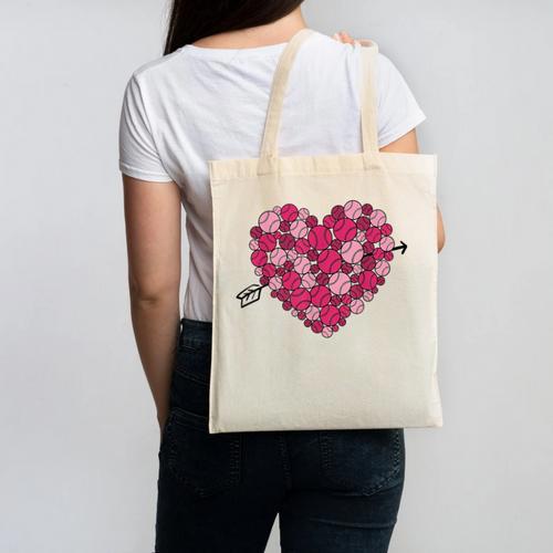 Valentine's Day Baseball Heart Softball Player Sports Lover Canvas Tote Bag - Sportilla