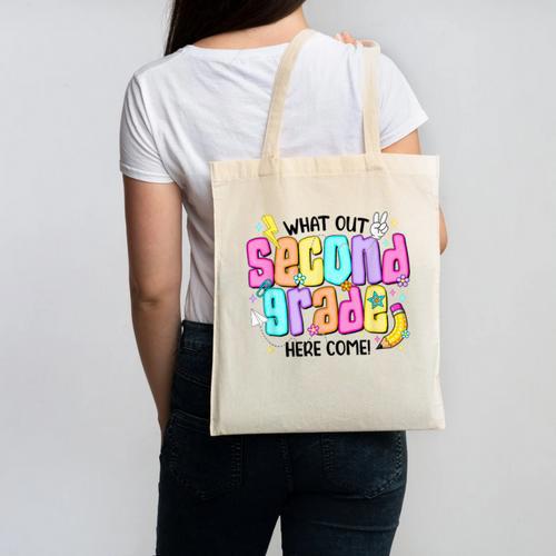 Watch Out Second Grade Here I Come 2nd Grade Back To School Canvas Tote Bag - Savourry