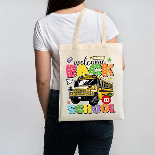Welcome Back To School Bus Happy First Day Of School Student Canvas Tote Bag - Savourry