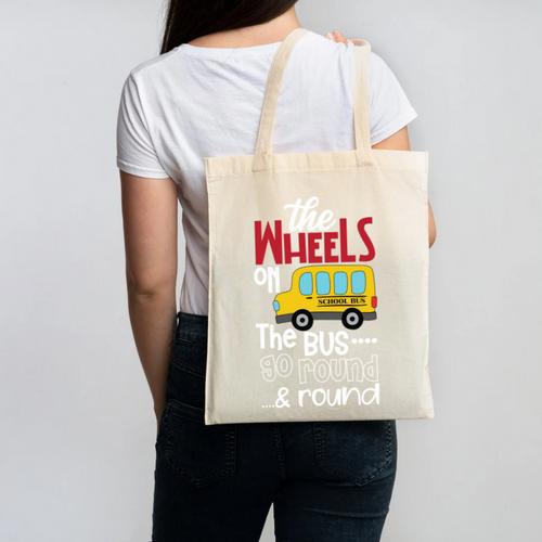 Wheels On The Bus Kids Back To School Canvas Tote Bag - Savourry