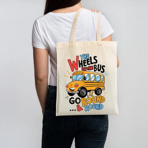 The Wheels On The Bus Toddler Kids Back To School Canvas Tote Bag - Savourry