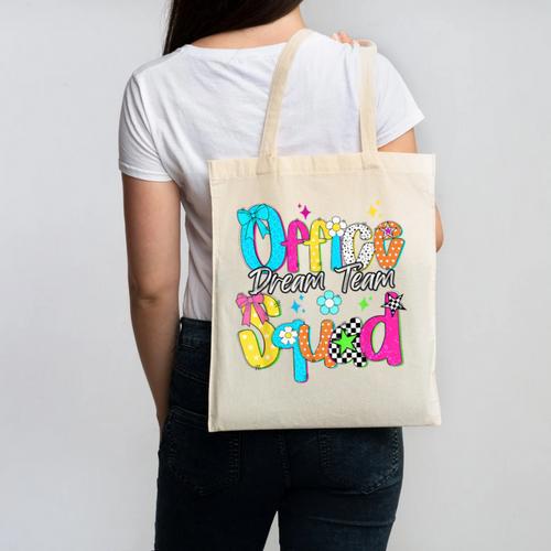 Women Office Squad Dream Team Back To School Front Office Canvas Tote Bag - Savourry
