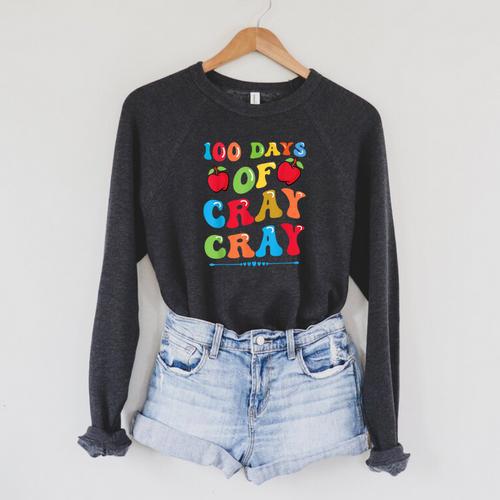 100 Days Of Cray Cray Apples And Books Raglan Sleeve Sweatshirt - Bookorys