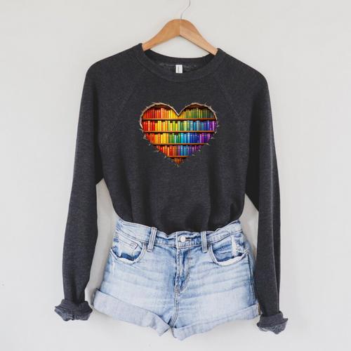 3D Bookshelf Raglan Sleeve Sweatshirt - Bookorys CA