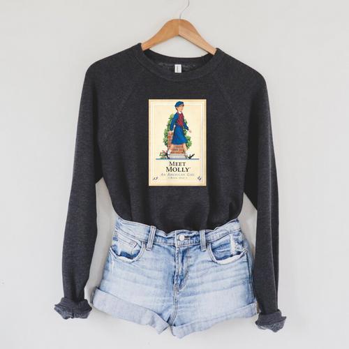 American Girl Meet Molly Book Cover Raglan Sleeve Sweatshirt - Bookorys DE