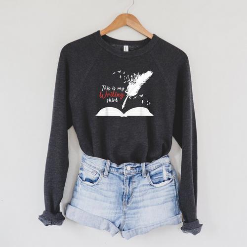 Author This Is My Writing Shirt Writing Pen Books Writers Raglan Sleeve Sweatshirt - Bookorys