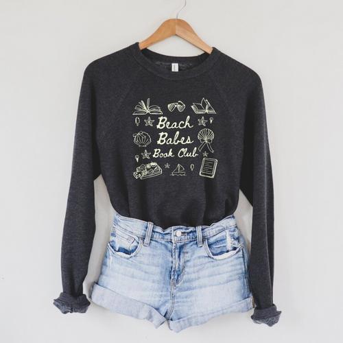 Beach Babes Book Club Coastal Book Club Raglan Sleeve Sweatshirt - Bookorys