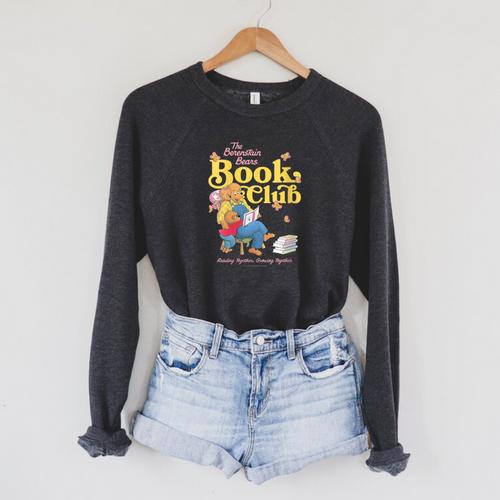 The Berenstain Bears Book Club Reading Together Vintage Raglan Sleeve Sweatshirt - Bookorys