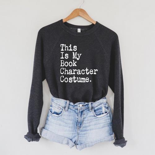 This Is My Book Character Costume Lazy Halloween Costume Raglan Sleeve Sweatshirt - Bookorys CA