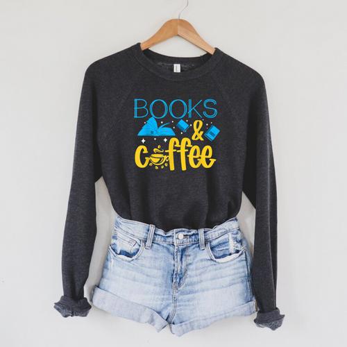 Book Coffee Drink Coffee Read Books Library Bookworm Nerd Raglan Sleeve Sweatshirt - Bookorys AU