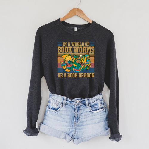 Book Dragon Kids Bookworm Raglan Sleeve Sweatshirt - Bookorys AU