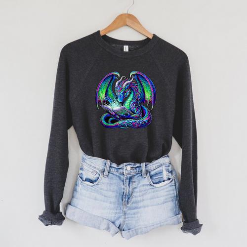 Book Dragon Reading Lover Raglan Sleeve Sweatshirt - Bookorys AU