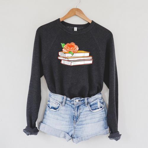 Book Flower Raglan Sleeve Sweatshirt - Bookorys DE