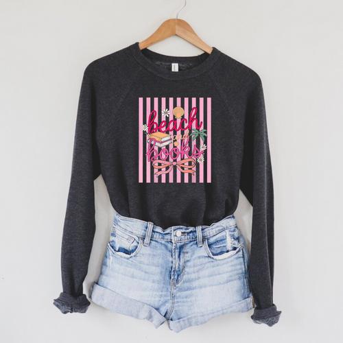 Book Girl Summer Beach Club Summer Reading Raglan Sleeve Sweatshirt - Bookorys