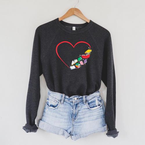 Book Reading Books Heart Raglan Sleeve Sweatshirt - Bookorys DE