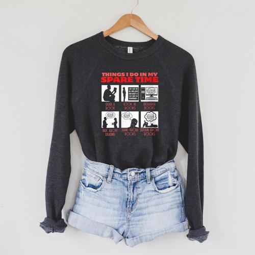 Book Reading Bookworm Reader Spare Time Raglan Sleeve Sweatshirt - Bookorys DE