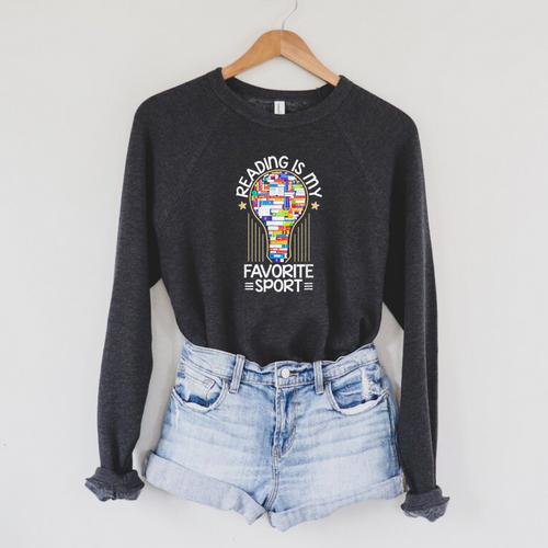 Book Reading Is My Favorite Sport Book Lover T-Shirt Raglan Sleeve Sweatshirt - Bookorys DE