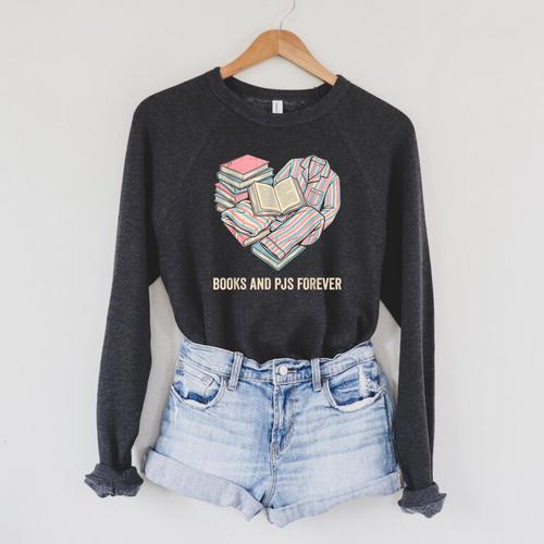 Books And Pajamas Reading Bedtime Raglan Sleeve Sweatshirt - Bookorys CA