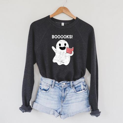Books Spirit Books Spirit Books Ghost Raglan Sleeve Sweatshirt - Bookorys