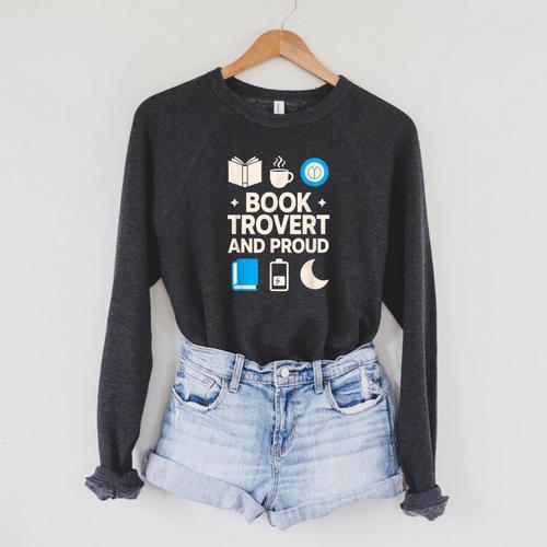 Booktrovert Introvert Reader Library Card Coffee Books Raglan Sleeve Sweatshirt - Bookorys AU