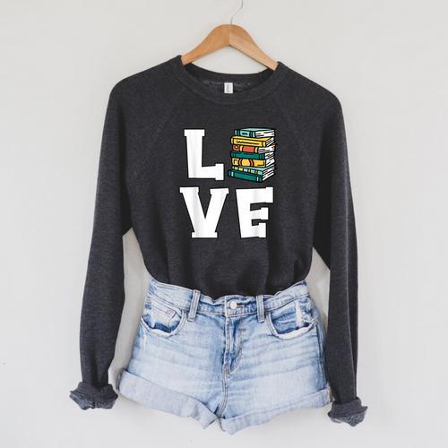 Bookworm Love Book Lover Reading Librarian Raglan Sleeve Sweatshirt - Bookorys DE