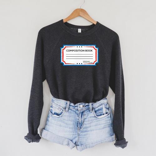 Classic Composition Book Cover Teachers And Students Raglan Sleeve Sweatshirt - Bookorys DE