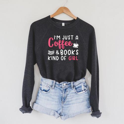 Coffee Lover Saying For Women Book Reading Club Librarian Raglan Sleeve Sweatshirt - Bookorys AU