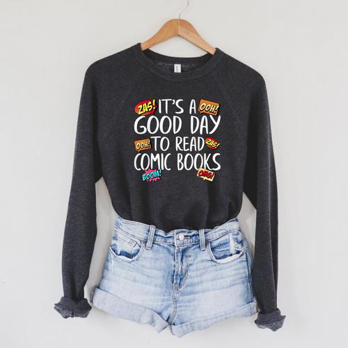 Comic Book Reading Collector Nerd Fan Anime Book Raglan Sleeve Sweatshirt - Bookorys AU