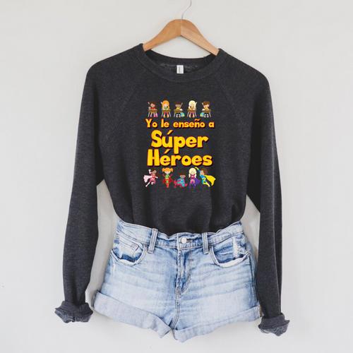 Comic Book Super Hero Student Spanish Teacher Tshirt Men Women Kids Raglan Sleeve Sweatshirt - Bookorys UK