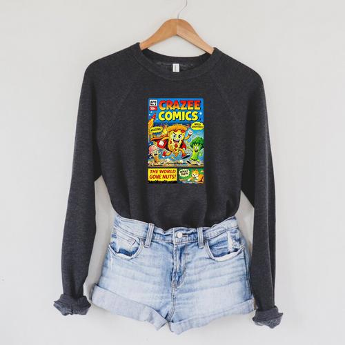 Comic Reader Comic Book Merch Vintage Reading Comic Books Raglan Sleeve Sweatshirt - Bookorys CA