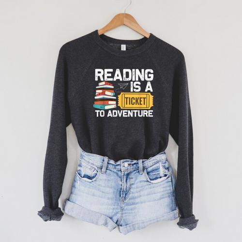 Cool Reading For Men Women Read Books Library Book Lovers Raglan Sleeve Sweatshirt - Bookorys