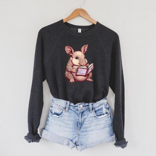 Cute Armadillo With Book I Armadillo Raglan Sleeve Sweatshirt - Bookorys DE