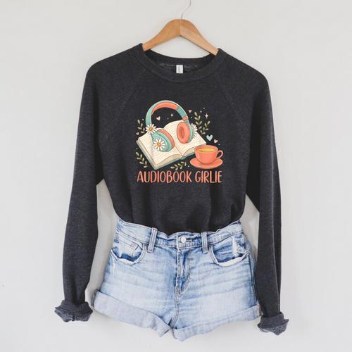 Cute Audiobook Girl Aesthetic Book & Tea Love Raglan Sleeve Sweatshirt - Bookorys UK