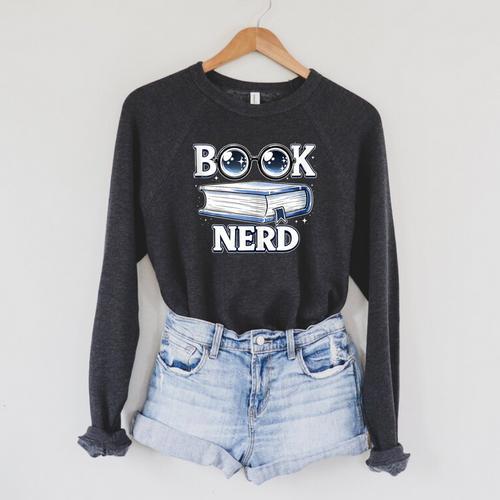 Cute Book Nerd Typography Minimalist Bookworm Fan Raglan Sleeve Sweatshirt - Bookorys DE