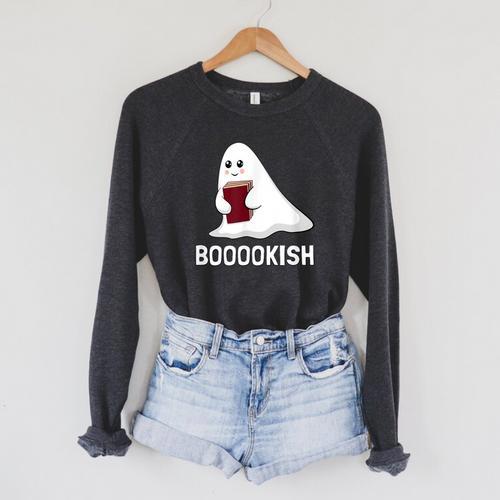 Cute Bookish Halloween Ghost Readers And Book Lovers Raglan Sleeve Sweatshirt - Bookorys