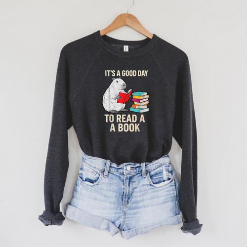 Cute Capybara It's a Good Day To Read a Book World Book Day Raglan Sleeve Sweatshirt - Bookorys DE