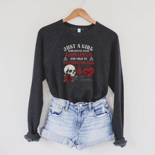 Dark Romance Smutt Books Merch STFUATTDLAGG Kidnapped Raglan Sleeve Sweatshirt - Bookorys
