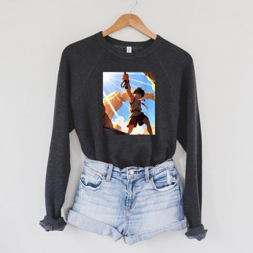 David And Goliath Bible Book Samuel King David Anime Manga Raglan Sleeve Sweatshirt - Bookorys AU