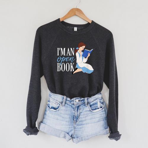 Disney Princess Belle I'm An Open Book Raglan Sleeve Sweatshirt - Bookorys