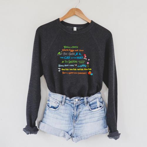 Dr Seuss Book Title Raglan Sleeve Sweatshirt - Bookorys CA