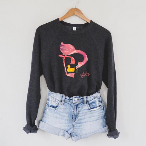 Eric Carle 10 Little Rubber Ducks Flamingo Children's Book Raglan Sleeve Sweatshirt - Bookorys